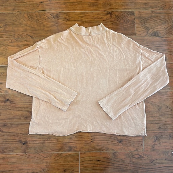 Aerie Tan Long Sleeve Mock Neck Slightly Cropped Tee Shirt - Picture 7 of 9